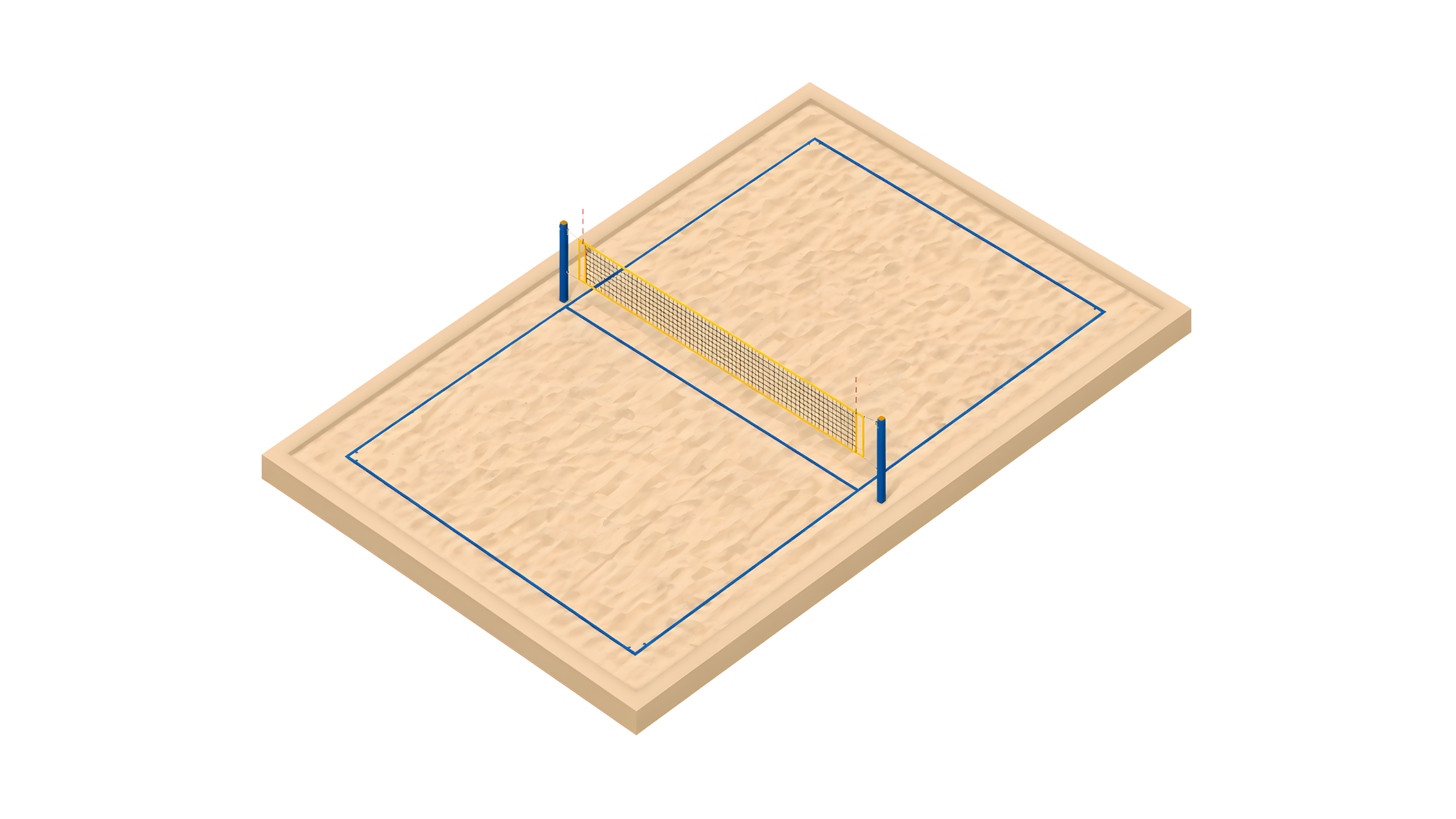 Render 3D de uma quadra de Futevôlei